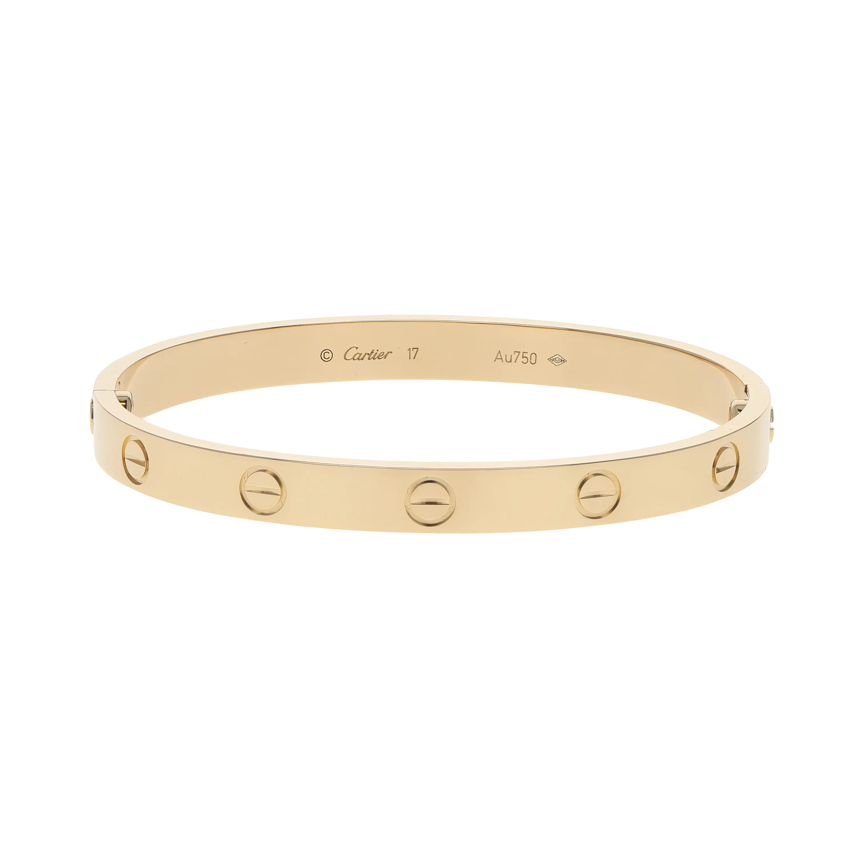 Pre-owned Cartier Love Bangle Bracelet Size 17