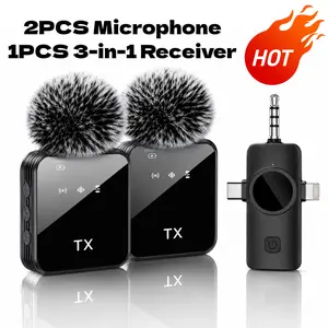 3 in 1 Microphone for iPhone/Android/Camera, Wireless Lavalier Microphone, 328ft Transmission, 18H Battery Life, Mini Microphone for Record Interview, Vlogs, YouTube, Tiktok Smartphone Audio