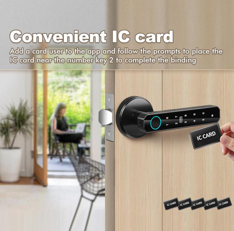 [Valentine's Day Gift ]Smart Fingerprint Door Lock with App Control, 1 Count Keyless Entry Lock with Keyboard Handle, Digital Electric Biometric Smart Door Lock for Bedroom, Keyless Entry Door Handle