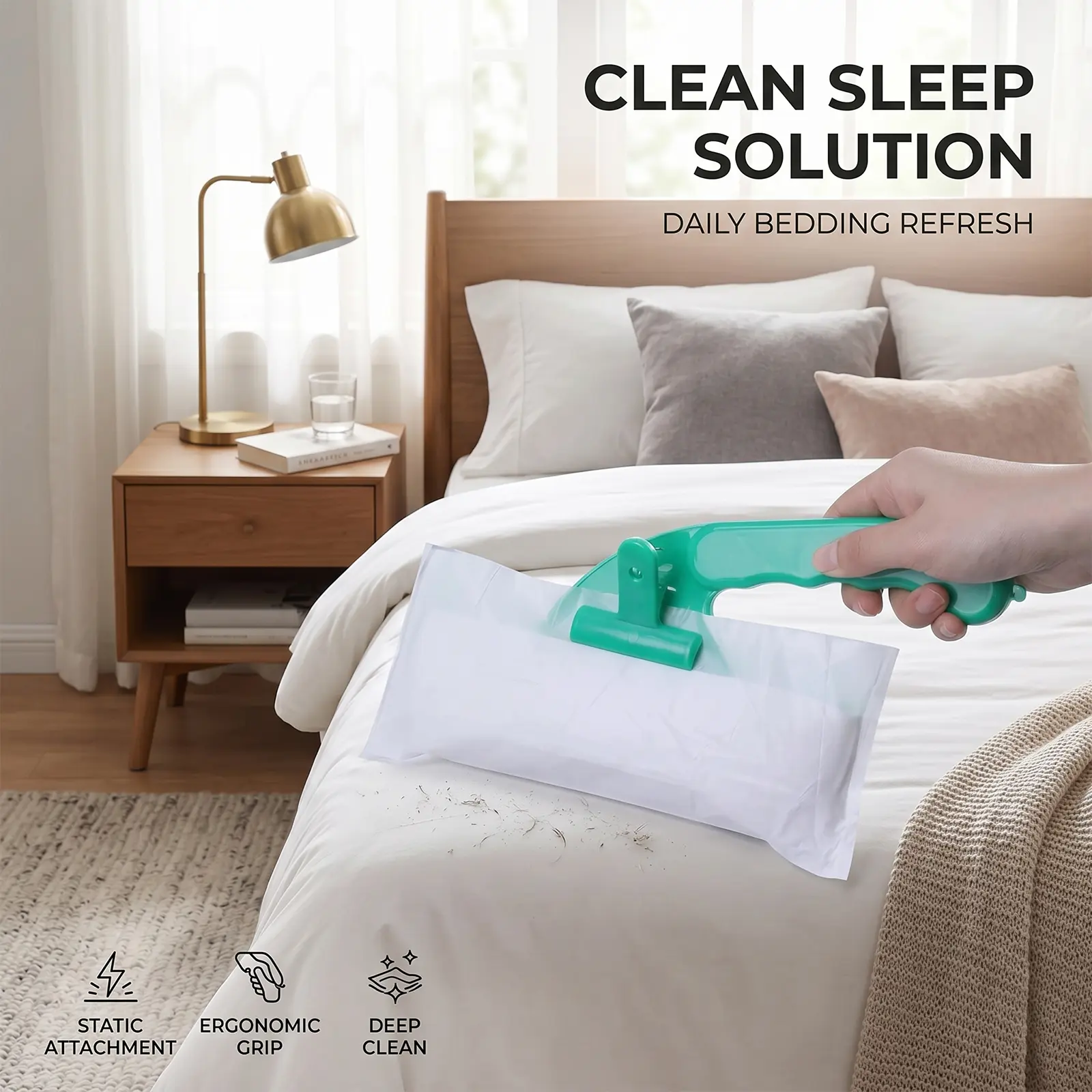 GGG Home Hygienic Bed Sweeper, Deep Clean Dust Remover & Pet Fur Brush for a Dust-Free Bed