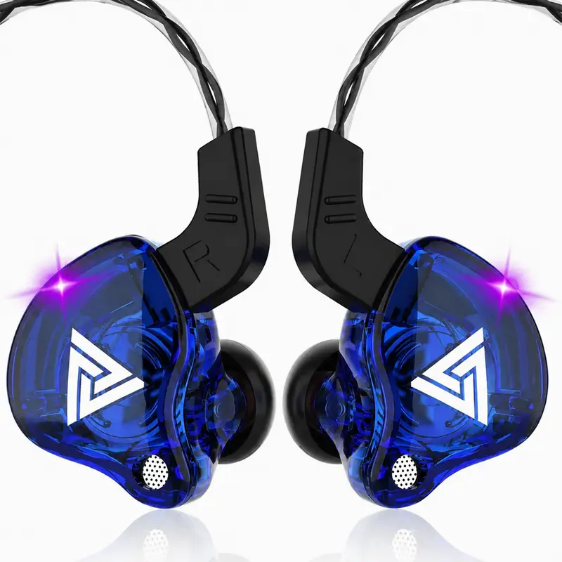 QKZ AK6 Wired In-Ear Gaming Headset - 3.5mm Jack Wire-Control Earbuds with Strong Magnetic Driver for Punchy Deep Bass, Noise Cancelling, Ergonomic Fit, for Mobile Gaming, Music Playback, Smartphones Laptops Tablets, Trendy Color Options