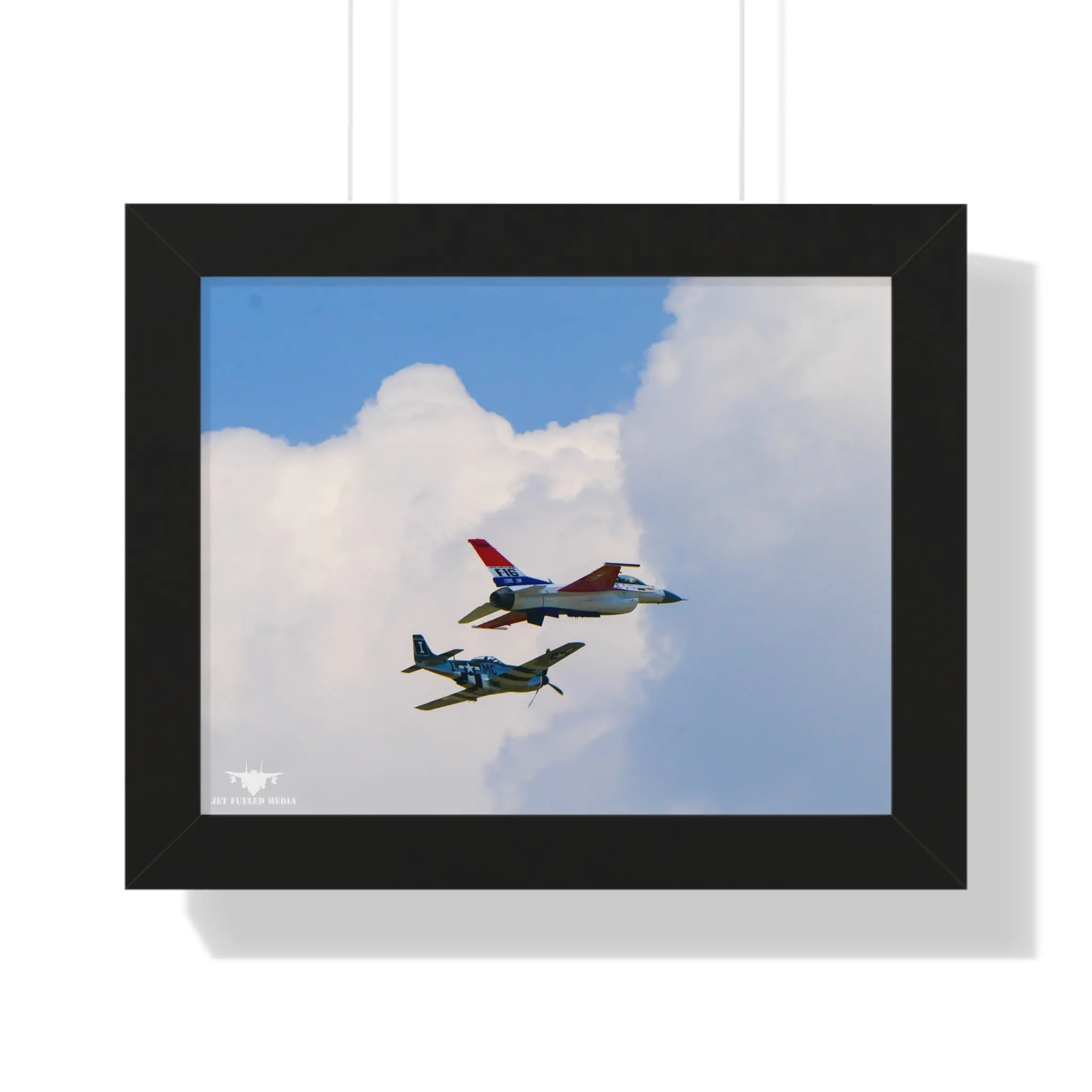 Framed Poster F-16 Demo Team & P-51D "Happy Jack's Go Buggy"(Photo)