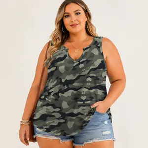 ROSRISS Women Plus-Size Elegant Floral Tank Tops - Sleeveless V-Neck, Comfortable Elastic Fit, Soft Fabric, Summer Casual Loose Tunics for Curvy shirts , Sizes XL-5XL VPS0107 outdoorfun clothes