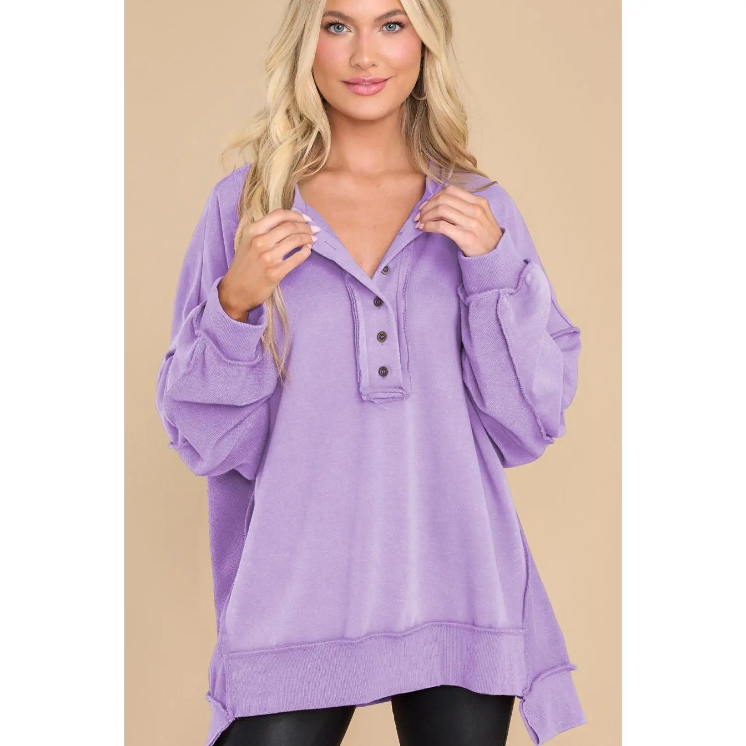 Exposed Seam Long Sleeve Sweatshirt