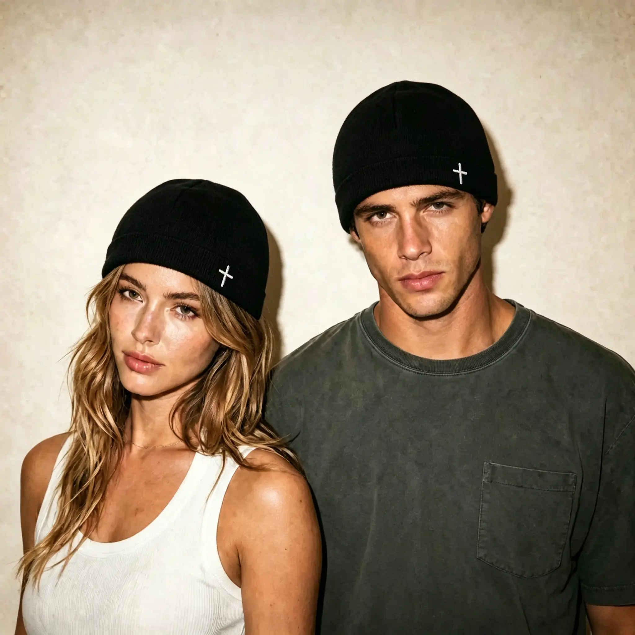 Y2K Embroidered Cross Baker Boy Hat Unisex Beanie Hat Knit Cap  Elastic Skull Cap Streetwear Casual Outdoor Sports Headwear