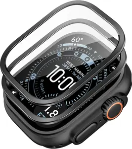 ESR Armorite Screen Protector for Apple Watch Ultra 3 2025 Ultra 2 Ultra 49 mm Military Grade Protection Tempered Glass Film with Aluminum Alloy Frame Anti-Scratch 2 Pack Black