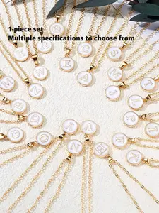 Round 26 letter necklace, Initial Necklace, suitable for parties, dates, daily wear, and as a gift for people, Letters Necklace
