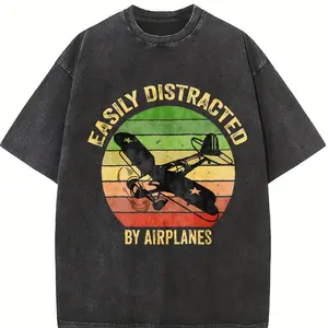 Easily Distracted by Airplanes, Gift for Airplane Lover,Aviation Shirt,Funny Pilot Shirt, Retro Vintage Plane,Gift For Pilot,Fathers Day Tee