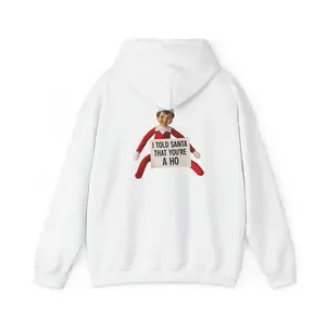 Dirty Elf Unisex Hoodie, Funny Christmas Sweatshirt, Holiday Humor Jumper, Adult Xmas Pullover, Naughty Claus Hooded Top