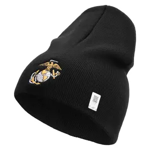 US Marine Corps Emblem Symbol Embroidered 8 Inch Short Beanie Made in USA