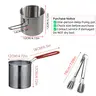 3Pcs Stainless Steel Deep Fryer Set 5.12*4.72 Inch One‑Person Small Pot Includes Fry Pot Filter Basket & Food Clip Rust Resistant Portable Mini Frying Cookware for Home Kitchen Great for Chips Chicken Wings Various Fried Snacks Daily Household Cooking