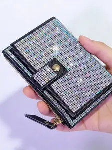 Elegant Rhinestone Coin Purse/credit Card Holder/wallet, Portable Shiny Clutch Bag, Fashionable Evening Handbag, Perfect for Daily Use