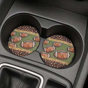 Football Car Coasters – Leopard Print Glitter Cup Holder Set