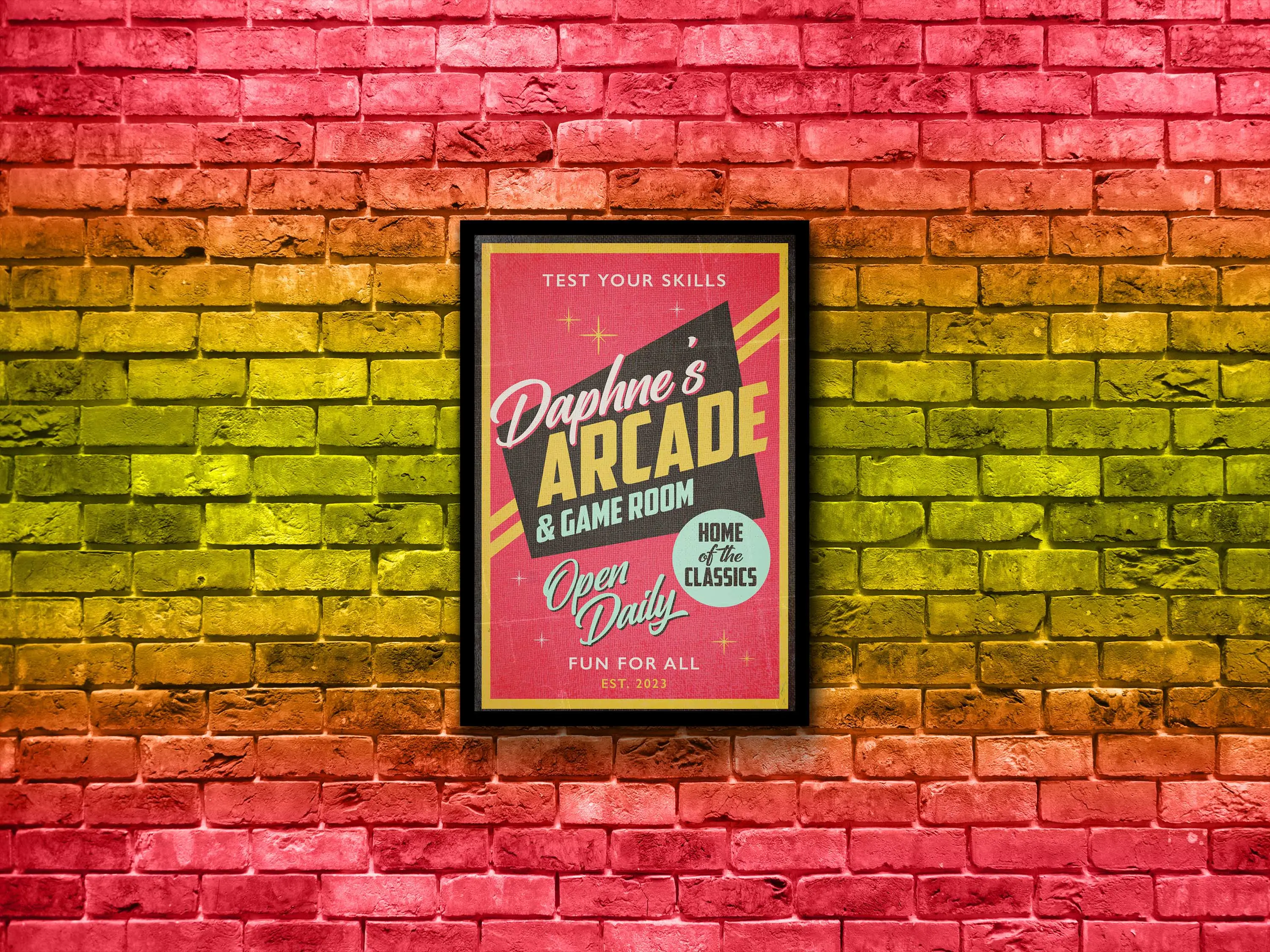 Personalized Vintage Arcade Poster Sign for Game Room