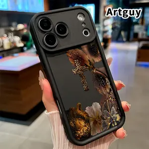 Wildflower Cross Vision Phone Case for iPhone 17 Pro Max 16 Plus 15 14 13 12 11 Air E Shockproof Full Camera Protection Durable slim Silicone Cover