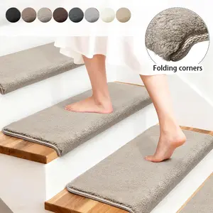 2/7/14 Pack Carpet Stair Treads Ultra Plush 9.5" X 30" Soft Bullnose Indoor Stair Protectors Pet-Friendly Skid Resistant Tape Free Washable Reusable Stairway Grip Treads Decorative Mats