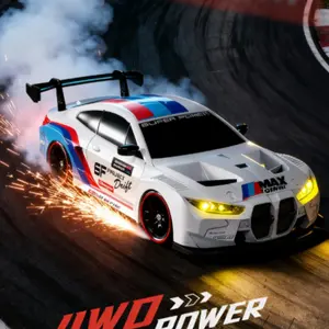 1:24 Scale High-Speed Remote Control Drift Car with Lights, Realistic Design, 2.4Ghz Remote control Racing Car, RC Stunt Car, Birthday Gifts, with Drifting Wheels and 2 Rechargeable Batteries