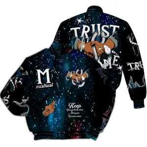 Dunkare Air Foamposite One Galaxy Varsity Jacket, Trust No One Snake-Bite Street Style All Over Print Letterman Jackets