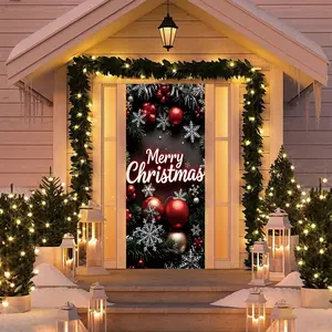 Elastic Room Door Decoration Set, Simple Installation Christmas Door Cover Banner, Happy Holidays Door Hanger for Home Indoor Outdoor Party Decorations Yard Sign Banner