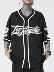 Black Los Angeles Script Baseball Jersey, Men's & Women's Chicano Streetwear, #23 Sleeve Print, Button Down Design, For Hip Hop & Urban Style Lovers,#LosAngelesJersey #ChicanoStyle #StreetwearJersey Black #23 Baseball Jersey | Hip Hop Wear