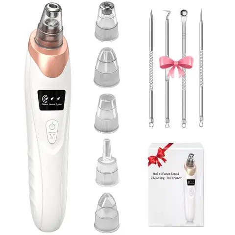 2026 Blackhead Remover with 5 Suction Heads & 4  Extractor Needles, Electric Blackhead Vacuum  Facial Cleaning, USB Rechargeable for Women & Men