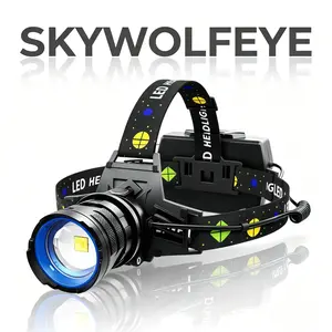 SKYWOLFEYE 150000 Lumen Rechargeable Headlamp Long Battery Life Detachable, 5 Modes Super Bright 30W Bulb IP68 Waterproof 90 ° Adjustable Headlight for Outdoor Camping Fishing Running Hunting Tactical Flashlight