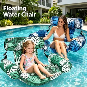 Summer Essential Inflatable Pool Chair, Leaf Pattern 1/2 Pack Floating Lounge, Portable Lightweight Float for Beach Lakeside Outdoor