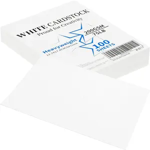100 Sheets White Cards Blank - 5''x7'' White Card Stock 200gsm/75lb Thick Paper Cardstock, Heavy CardStock Blank for Wedding Invitations, Index Cards, Greeting, Note -PAP07200100