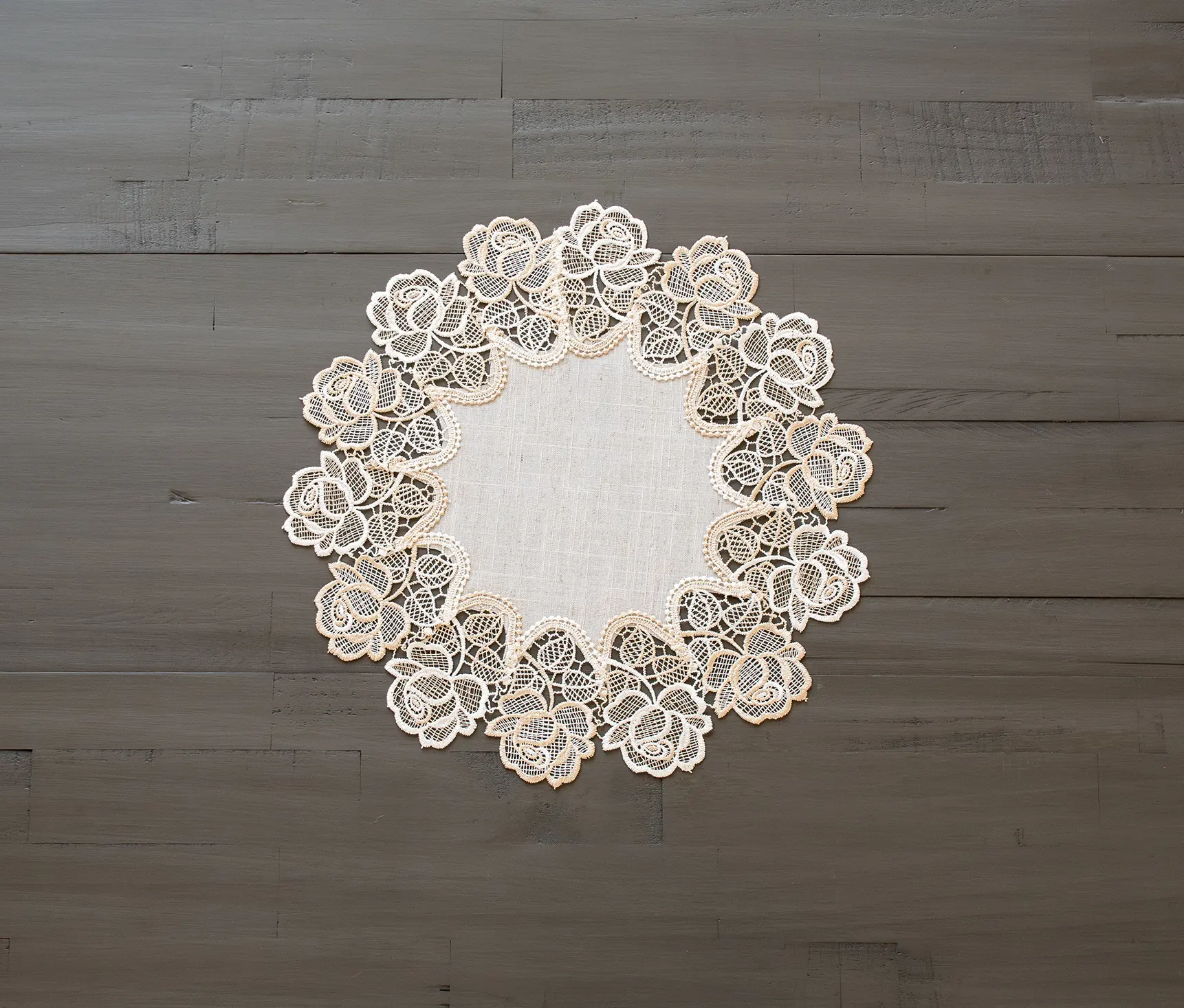 Linens Art And Things - Beige Rose Lace Doily, 11"/15" Round, Decorative Tableware Accessory for Household Kitchen Linens