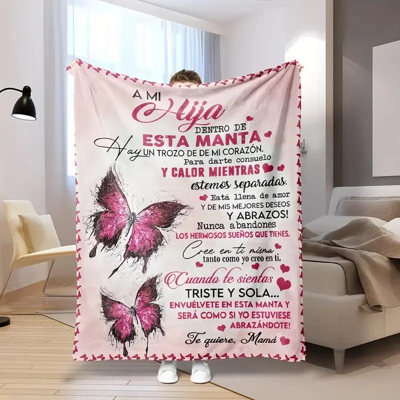 Inspirational Blanket for My Daughter from Mama & Papa – Perfect Gift for Birthdays, Graduations, Back-to-School, and Christmas, Decorated with Pink Butterflies for a Sweet Bedroom Style Inspirational Blanket for My Daughter from Mama & Papa – Perfect Gift for Birthdays, Graduations, Back-to-School, and Christmas, Decorated with Pink Butterflies for a Sweet Bedroom Style