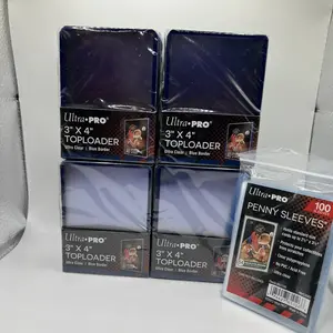 Ultra Pro 3X4 BLUE BORDER Toploaders 35pt 4 Packs of 25 AND 100 SLEEVES