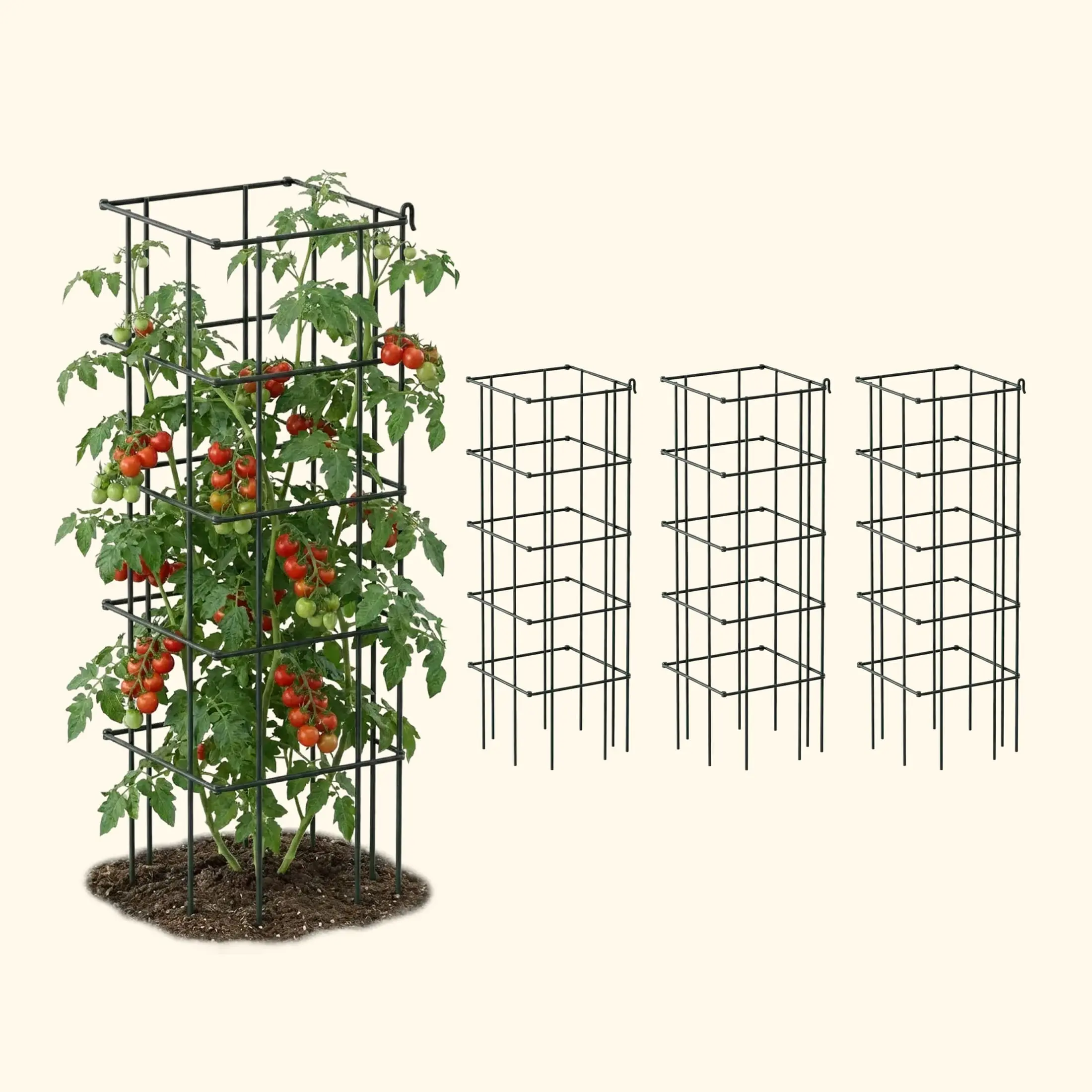 Vego Garden FlexGrow Tomato Cage 11.5" Square Extra-Thick Galvanized Wire Stackable for Heavy Harvests Up to 33 lbs Vego Garden FlexGrow Tomato Cage 11.5" Square Extra-Thick Galvanized Wire Stackable for Heavy Harvests Up to 33 lbs