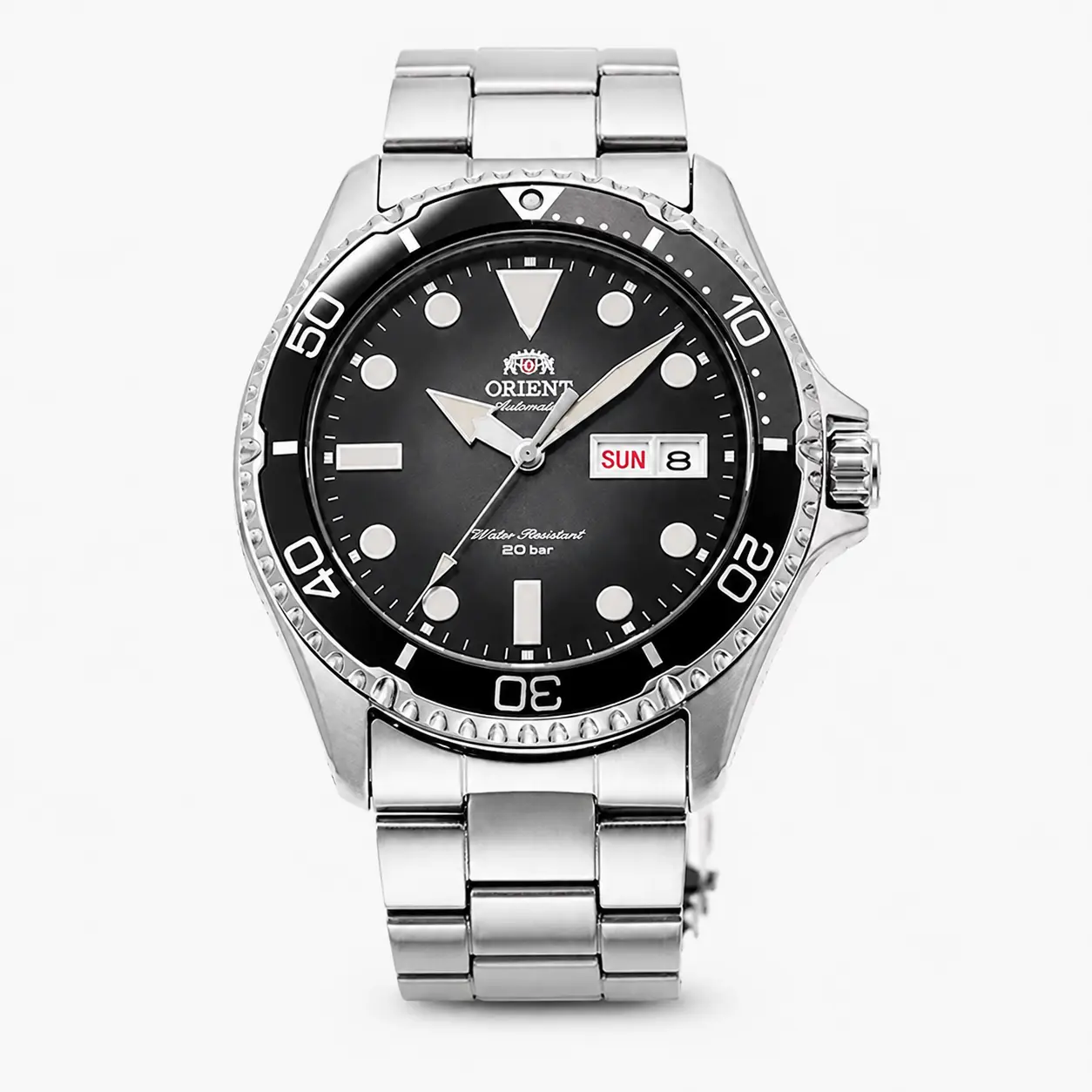 Men's Automatic Mechanical Dive Watch - Red Gradient Dial, Dual Calendar, Stainless Steel Band Sports Wrist Watch, Wardrobe