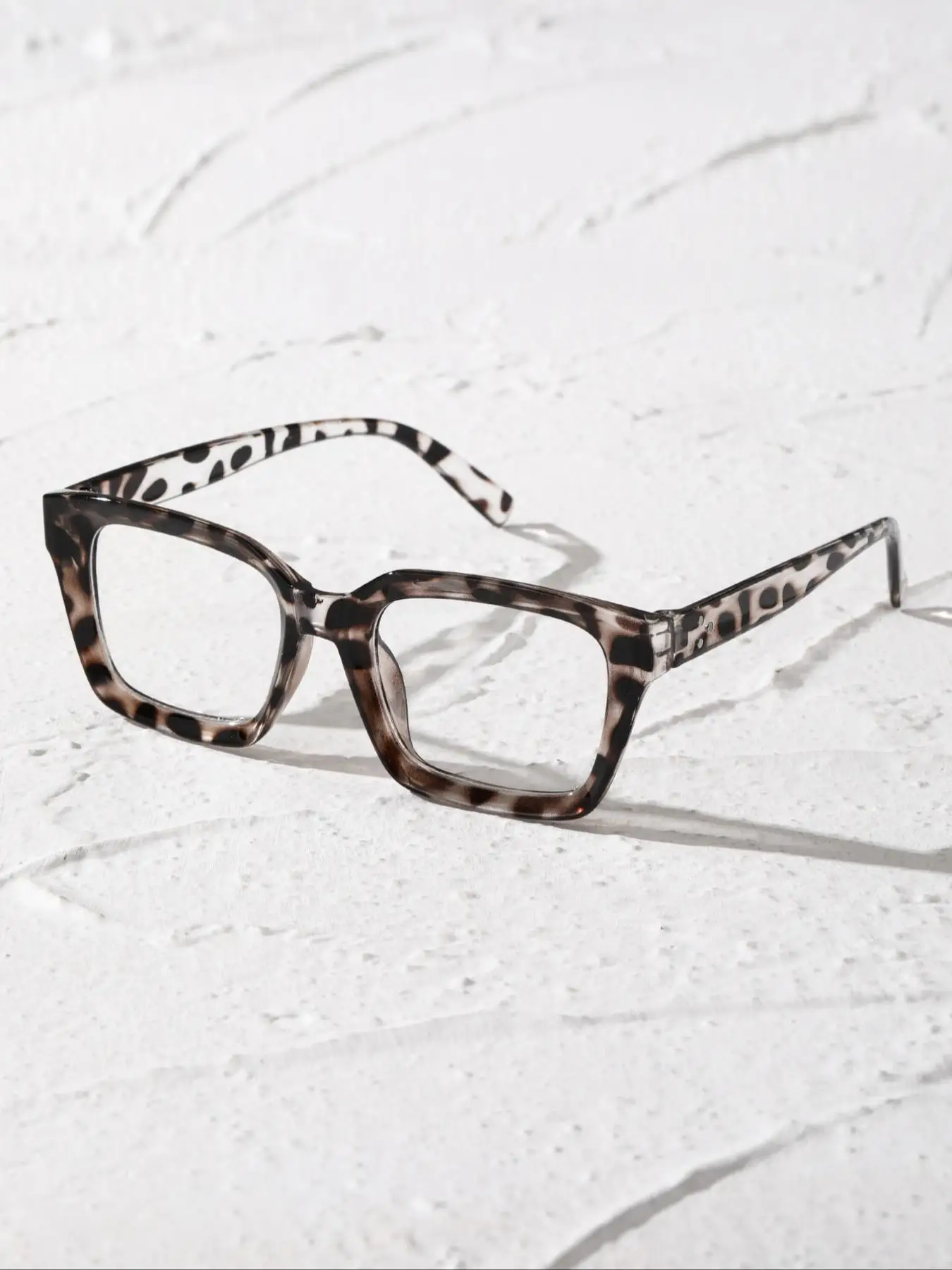 Unisex Fashionable All-match Square Frame Leopard Pattern Eyeglasses, Vintage Trendy Eyeglasses for Daily Use, Modern Fashion Accessories for Outdoor