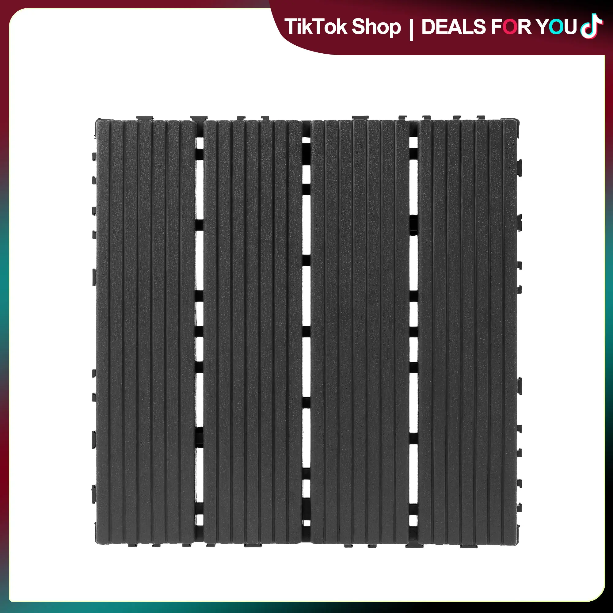 44-Pack Interlocking 12x12in Waterproof Deck Tiles, All-Weather Flooring for Outdoor Porch, Walkway, Playground & Indoor Living Room, Home Improvement Building Supplies, Patio