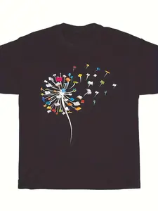 Dandelion Books Reading Book Lover Bookaholic Literacy Librarian T-Shirt| Unisex Men'S Casual Short Sleeve, Comfortable Fit, Playful Print, Crew Neck, All-season Wear