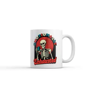 Emotionally Exhausted Mug Funny Sarcastic Graphic Coffee Cup - 11oz Funny Coffee Mugs Ceramic Printed Drinkware Cup