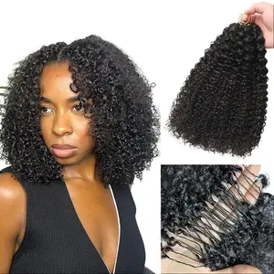 New 2026 Ramiss Mircale Knots Crochet Human Hair Kinky Curly Pre-Separated 60g / Bundle Time-Saving, 50 Strands, Hot Boho Braids Knotless Feather Crocher Human Hair 4 to 5 Bundles Recommended for a Full Head