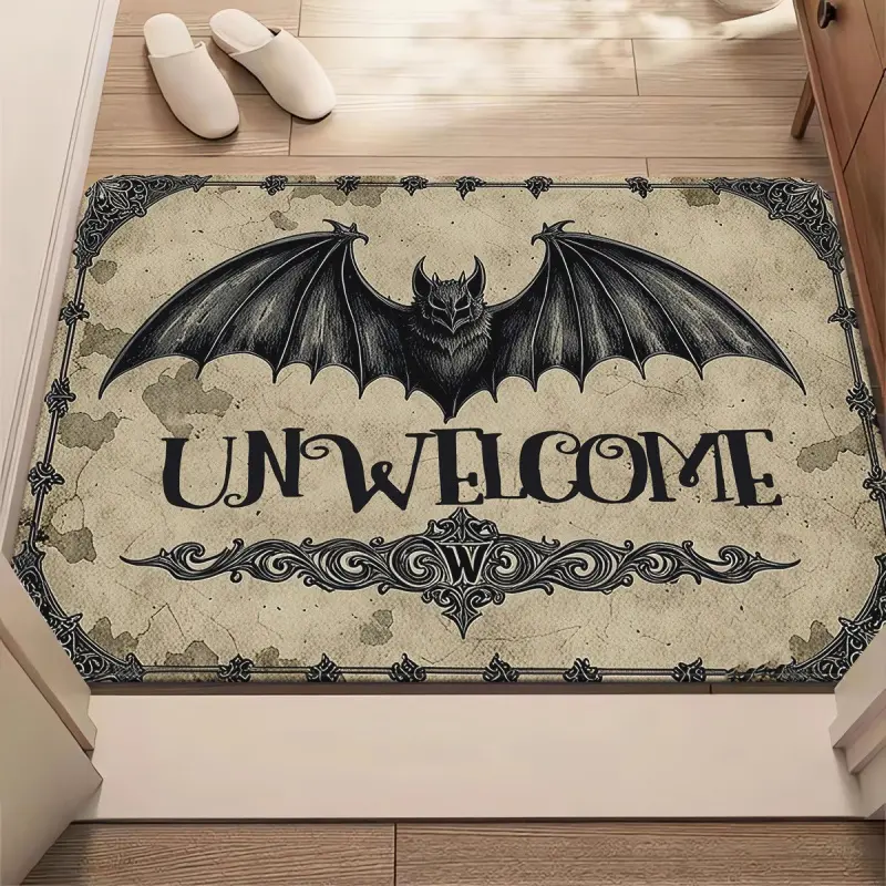 Limited Edition Halloween 100% Polyester Fiber Flannel Texture Bath Mat - Non-Slip Rectangle Cozy Floor Mat, Multi-Size Indoor Floor Rug for Bathroom, Bedroom Home Supplies