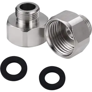 2 count Brass Pipe Fitting, Water Hose Adapter Faucet Adapter 3/8" NPSM Male Pipe x G1/2" NPSM Female Pipe, Compression Fitting with Rubber Washer Chrome Finish for Kitchen Bathroom