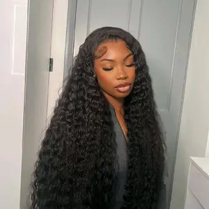 13x4 Transparent lace 200% Density full frontal wig Deep Wave. available in Ginger, 99J and natural black