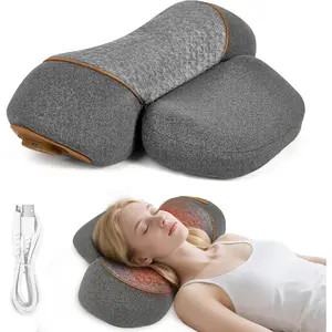 3-in-1 Neck Massager Pillow with Heating & Cervical Traction, Ergonomic Cervical Pillow for Neck Back Shoulder Pain Relief, Mother's Day Gifts (Gray)