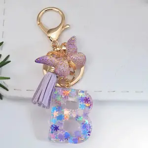 Butterfly Letter Initial Pendant Keychain