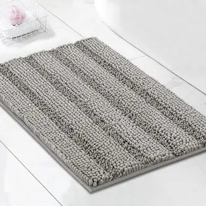 H.VERSAILTEX Bathroom Rugs Bath Rugs for Bathroom Non Slip Bath Mats Extra Thick Chenille Striped Rug Absorbent Soft Shaggy Washable Dry Fast Bath Mats for Bathroom Floor