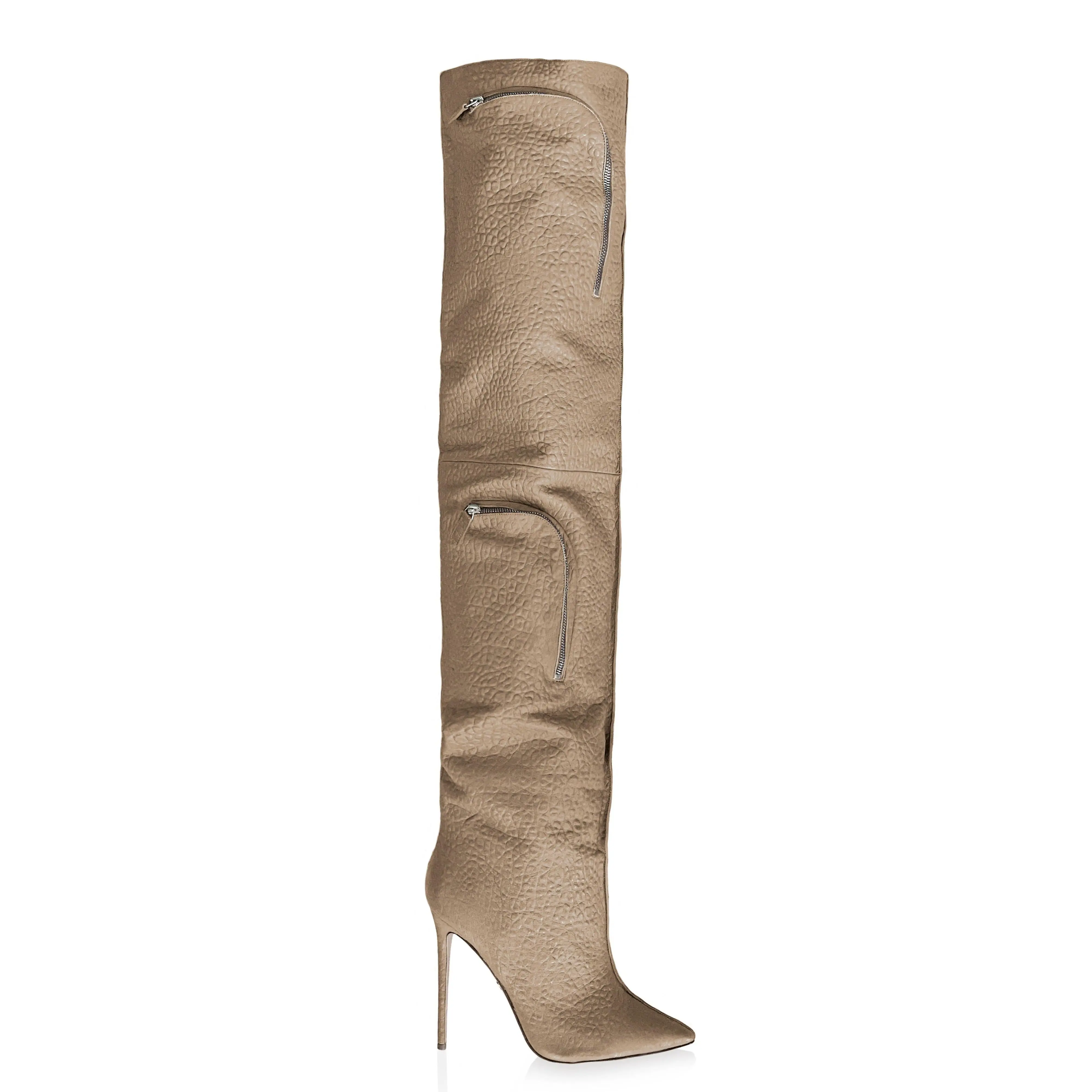 NICO WALNUT LEATHER CARGO BOOTS
