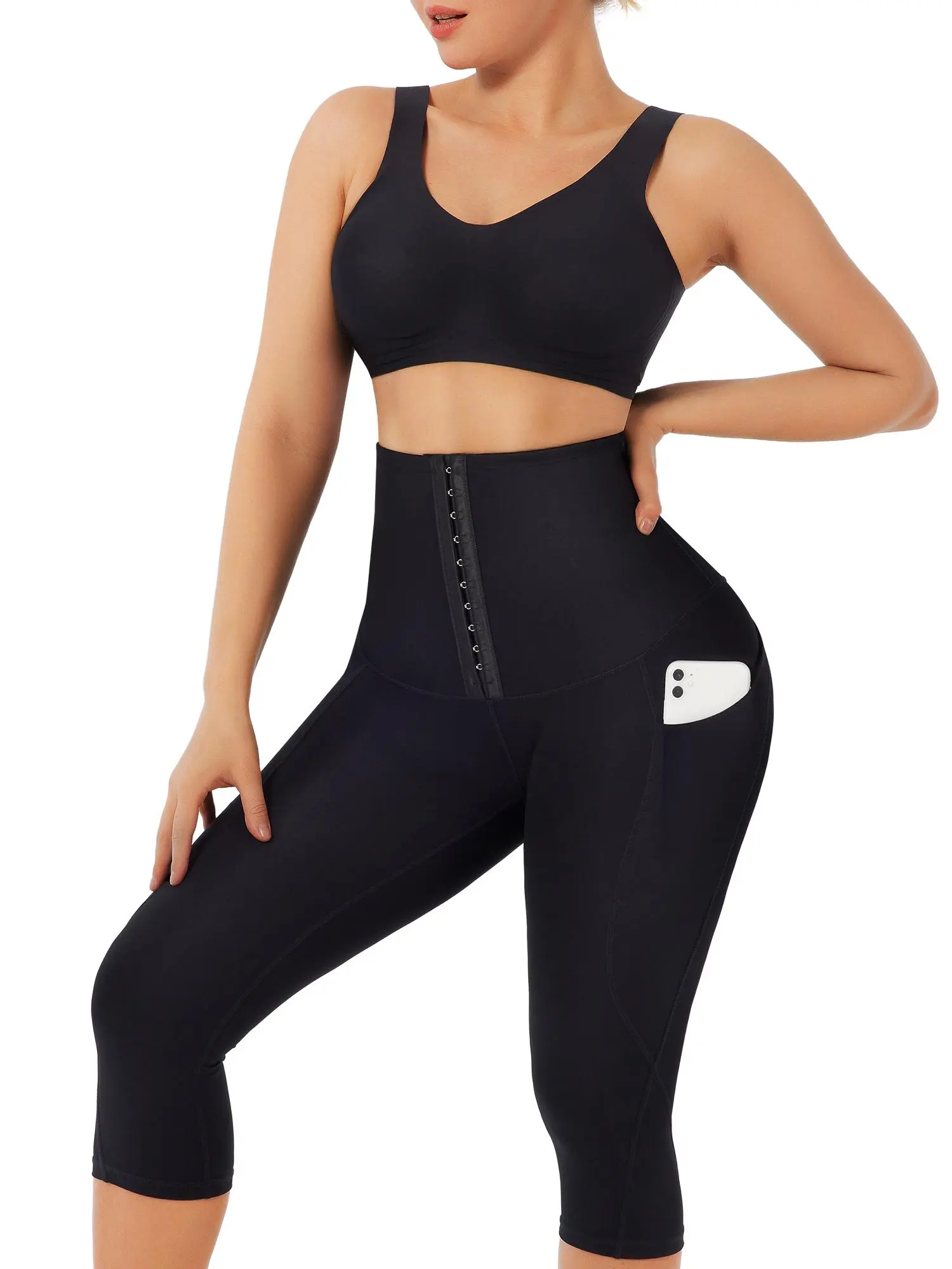 FeelinGirl #liveauction Capri Leggings with Pockets for Women  Corset  Tummy Control Athletic Pants Casual Comfort Shapewear Sporty Womenswear