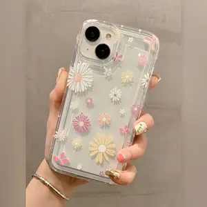Daisy Floral Design Ultra-Thin Transparent Phone Case - Compatible with iPhone 17/16/15/14/13/12/11/7/8/7plus/8plus/XSMAX/XS/X/XR, Crystal Clear, Durable, and Scratch-Resistant