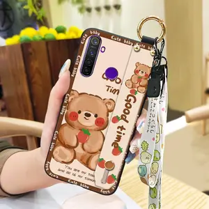 Anti-dust Waterproof Phone Case For OPPO Realme5 Pro/Realme Q Anti-knock Fashion Design Phone Holder Cartoon Silicone Cute Kickstand Shockproof ring protective Dirt-resistant