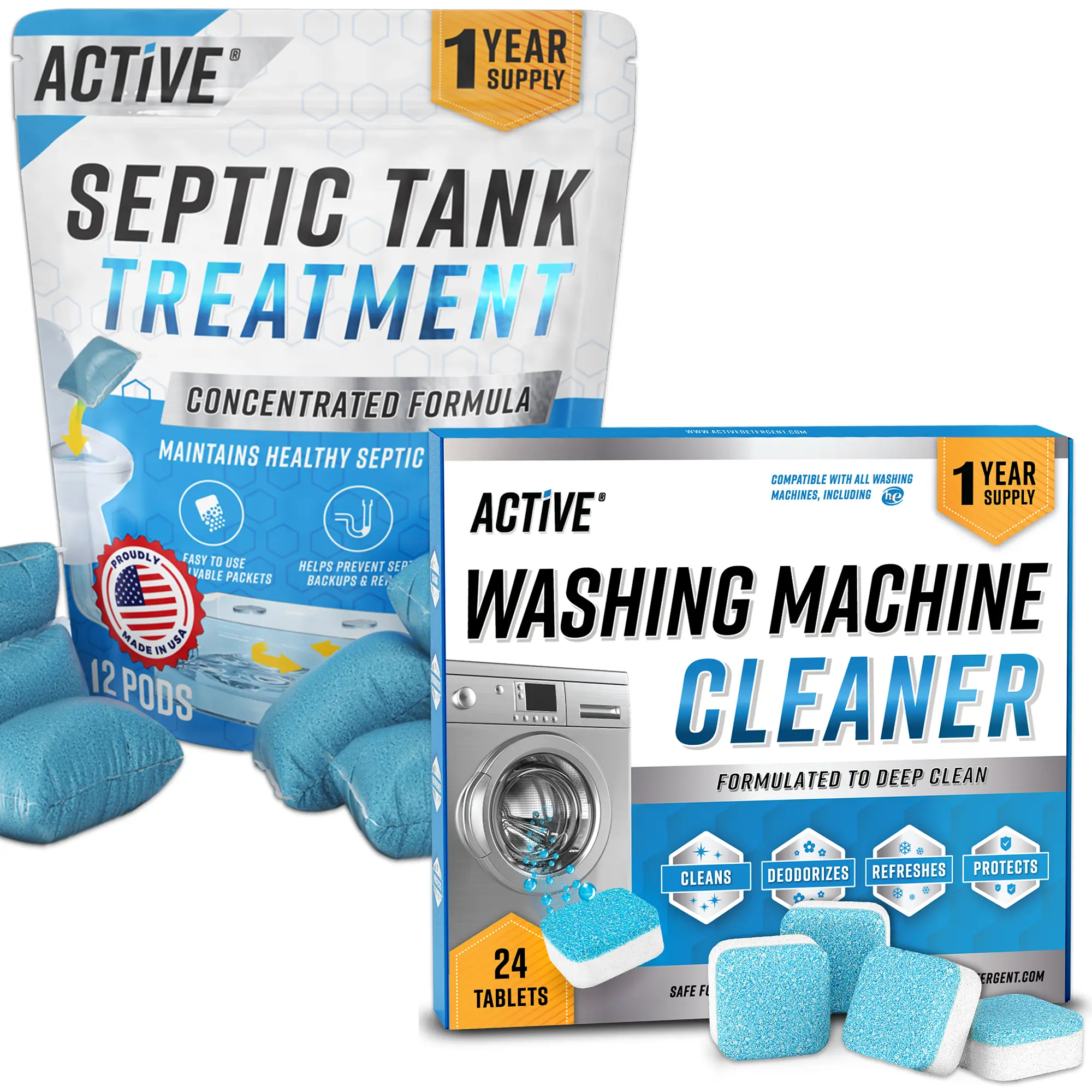 ACTIVE Washing Machine Cleaner & Septic Tank Treatment Bundle ACTIVE Washing Machine Cleaner & Septic Tank Treatment Bundle