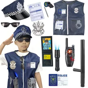 13 Piece Police Role Play Toy Set, Kids Costume Kit, Police Badge, American Flag Badge, Boy's Toy Handcuffs, Halloween Christmas Gift